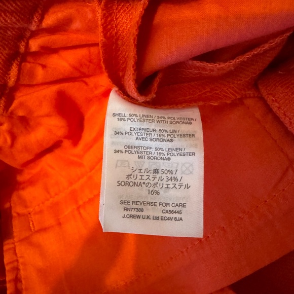 Bright Orange/Red Jcrew Linen Pant size 6 - Picture 5 of 13